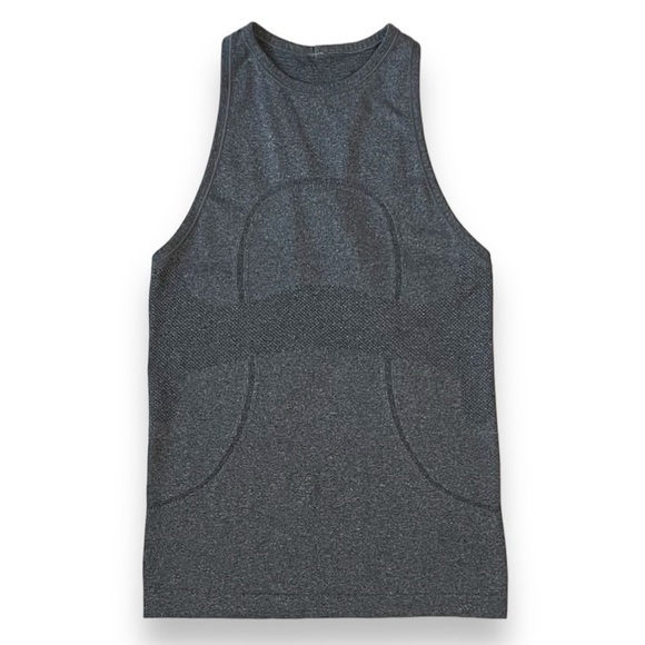 lululemon athletica Tops - Lululemon Run Swiftly Tech Tank Top High Neck Heathered Black Gray 4 Racerback